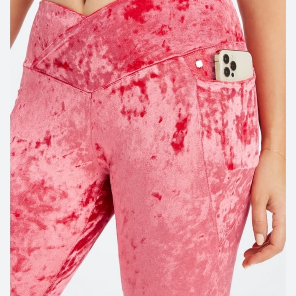 Fabletics Pink and Red Tie-Dye Leggings